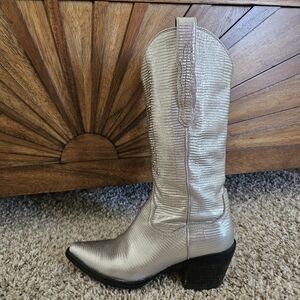 Jeffery Campbell Silver Dagget Cowboy Boots
